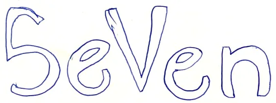 SeVen in outlined letters.